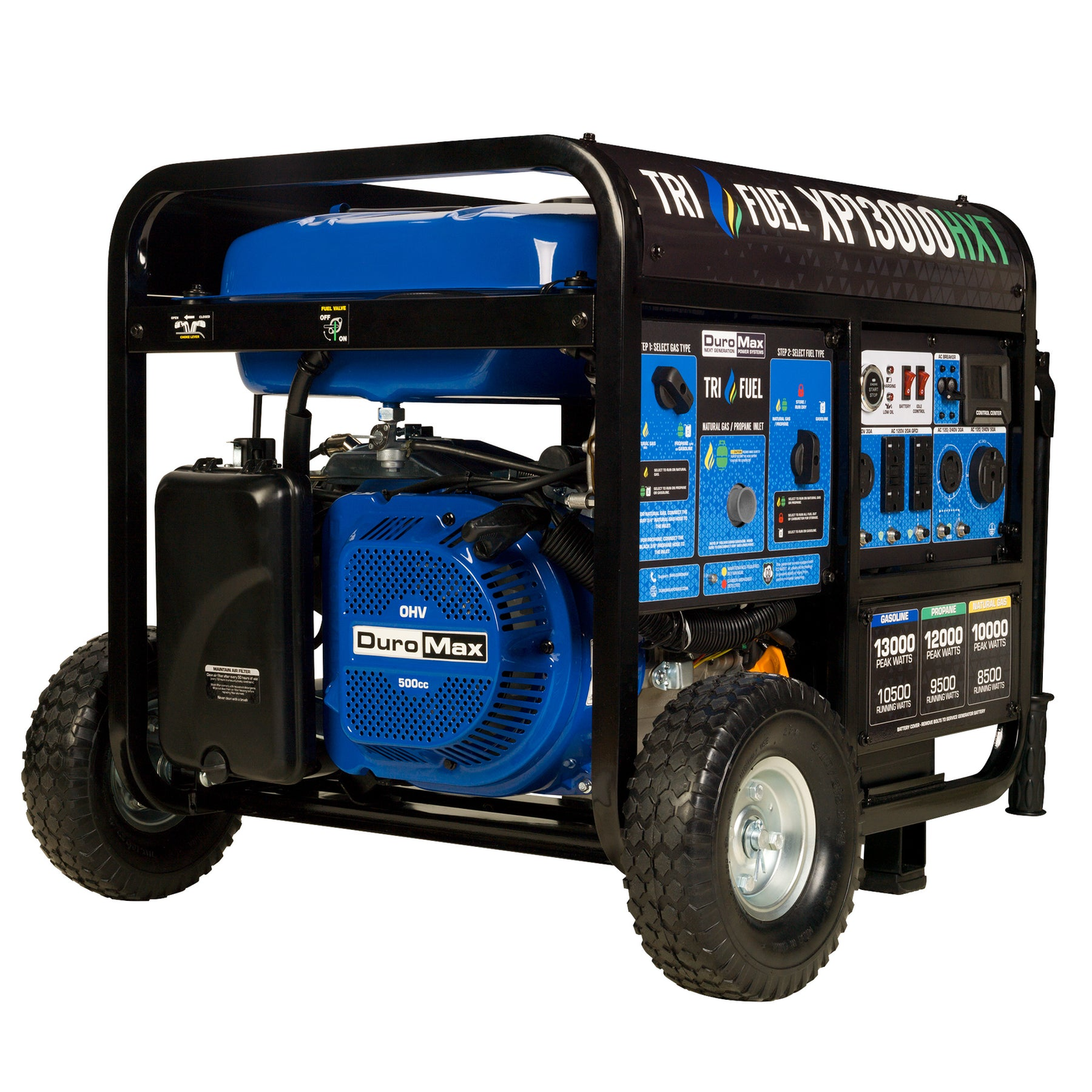 DuroMax XP13000HXT 13,000 Watt Electric Start Tri-Fuel Portable Generator w/ CO Alert DuroMax XP13000HXT 13,000 Watt Electric Start Tri-Fuel Portable Generator w/ CO Alert