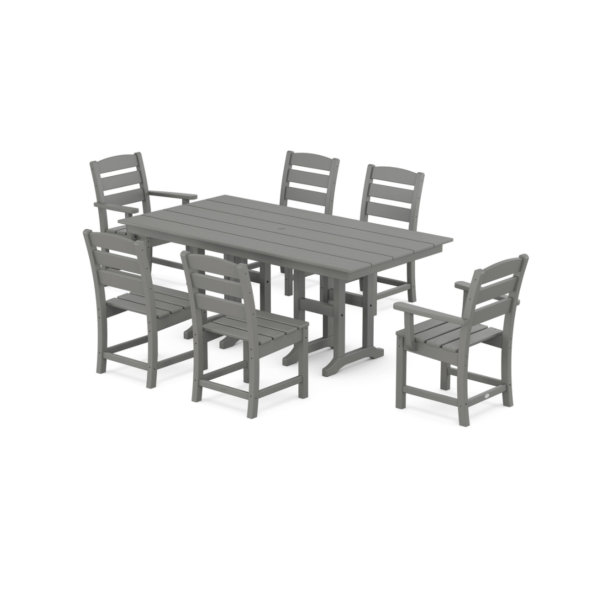 Polywood Lakeside 7-Piece Farmhouse Dining Set – Slate Grey Polywood Lakeside 7-Piece Farmhouse Dining Set – Slate Grey