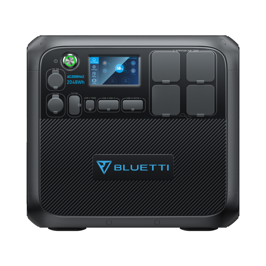 Bluetti Portable Generator 2200W With 350W Solar Panel Included, AC200MAX 2048Wh Solar Generator W/ 4 2200W AC Outlets, Expandable to 8192Wh for Home Backup